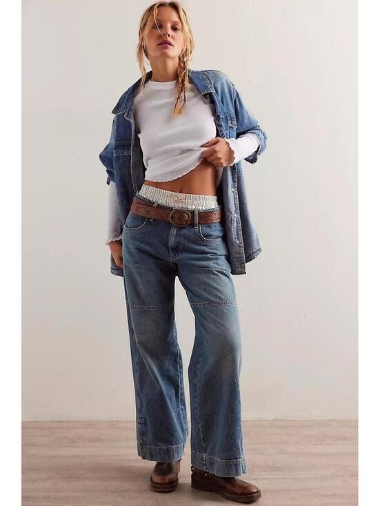 Free People Denim - We The Free Free People Women's Benji Wide Leg Jeans Relaxed Fit Sz 26 Slouchy